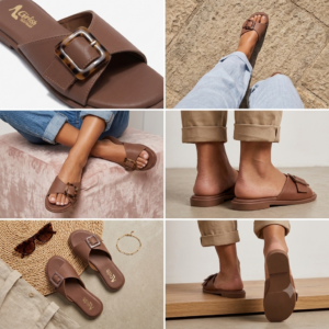 Girlish Footwear Women's Classic Buckle Strap Slide Sandals – Rich Brown