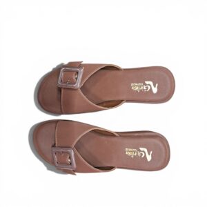 Girlish Footwear Women's Classic Buckle Strap Slide Sandals – Rich Brown